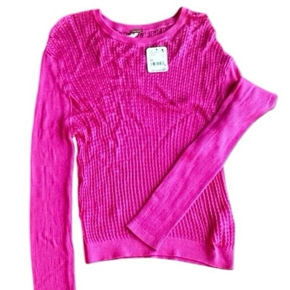 Free People Sweaters - Free People Medium NWT Pink Shear Lightweight H2O Crewneck Long Sleeve Sweater